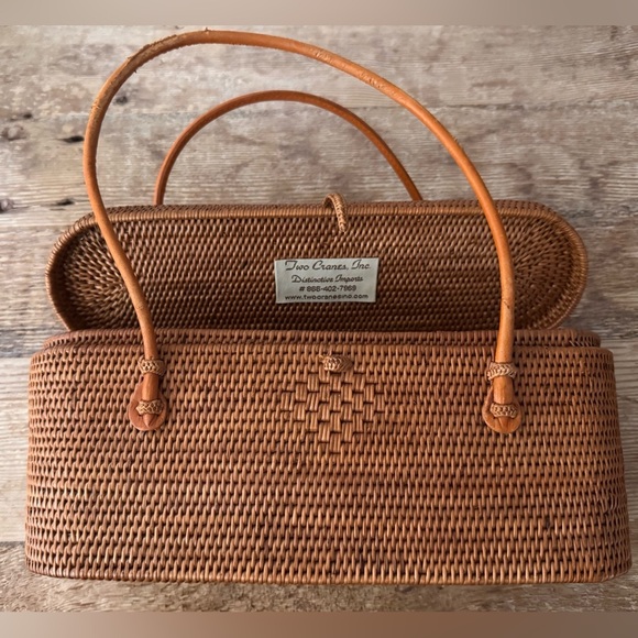 Vintage Woven Indonesian Top Handle Bag With Shells from Two Cranes Inc. - Picture 3 of 12